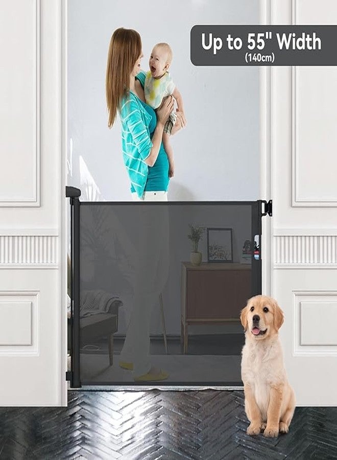 MBUYS MALL Baby Gate for Stairs No Drill, Punch Free Retractable Baby Gates Extends Reractable Dog Gate for Doorways, Stair Gate for Outdoor, Indoor, Hallways, Deck, Porch-Black (''33x55'') - Image 2